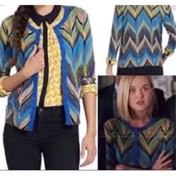Anthro Tabitha Seared Chevron Cardigan, XS. Seen on Robyn on The Good Wife! Mult - Picture 3 of 13